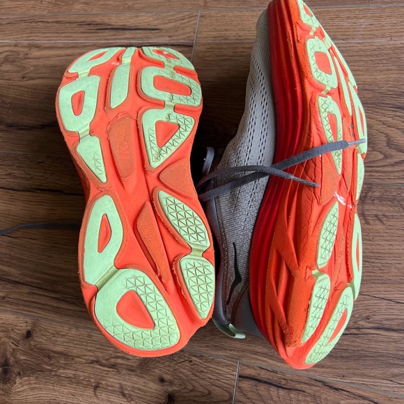 Hoka Bondi 8 Mens 10.5D Castlerock Flame Grey Orange Running Shoes 1123202 CFLM - Picture 4 of 8